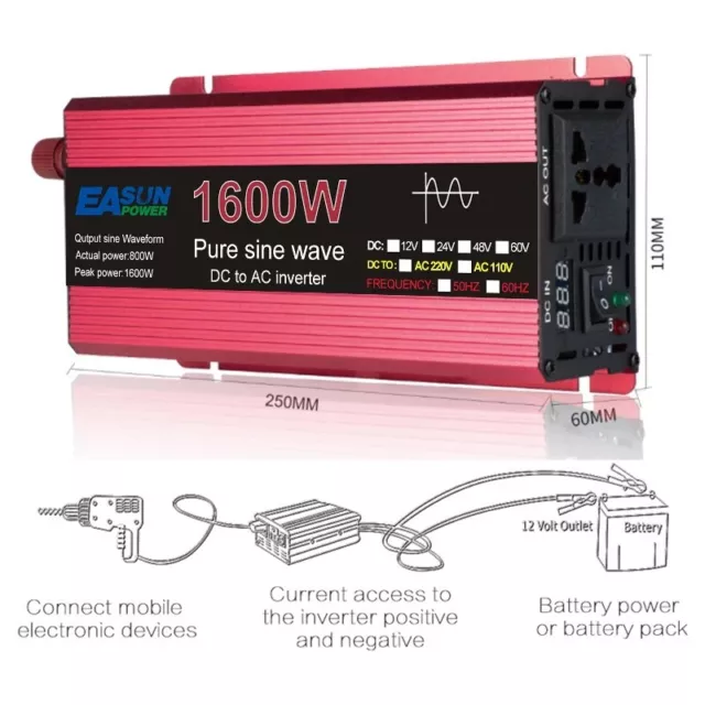 inverter 12v 220v onda sinusoidale pura da 1600 WATT EASUN POWER ORIGINALE NUOVO