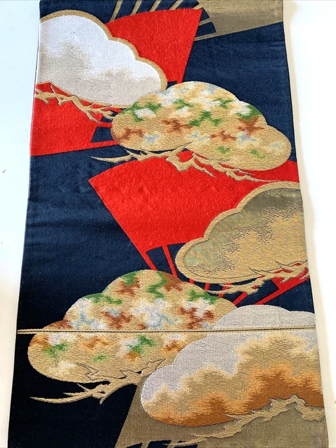 Vintage Japanese Kimono Silk Obi, Gold Matsu 52cm(21”)