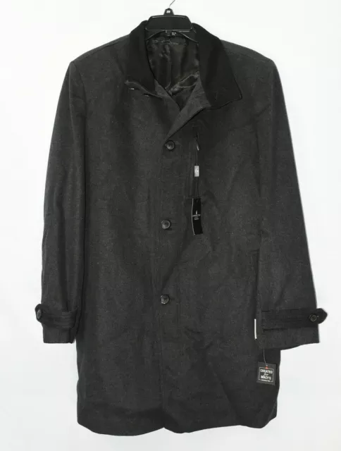 London Fog Men's Clark Classic-Fit Button Up Overcoat, Gray, Size 44L, $350,NwT