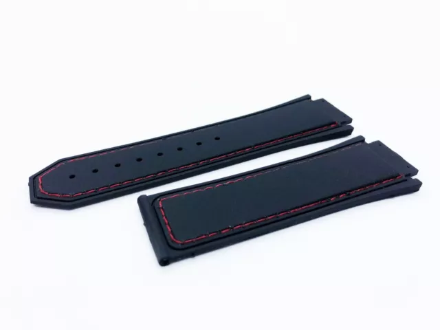 Black with Red stitches SILICONE/RUBBER 26/22mm STRAP/BAND HUBLOT F1 B B Watch