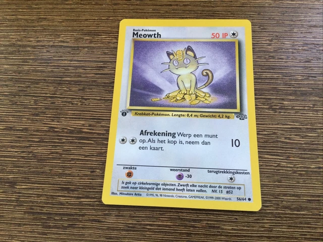 Meowth 1st Edition 56/64 1999 Pokemon Card Jungle | NM - MINT DUTCH
