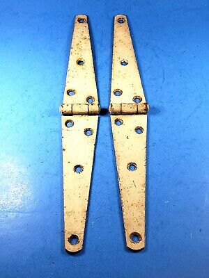 Antique Strap Hinges 12" Long Old White Paint Barn Shed Cupboard Door 1 3/4"