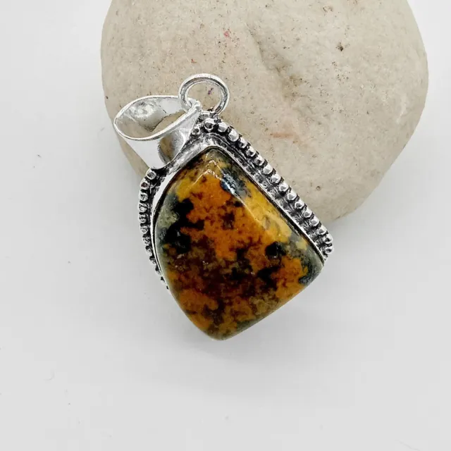 Bambou Jasper Gemstone 925 Sterling Silver Handmade Pendentif bijoux 1 »