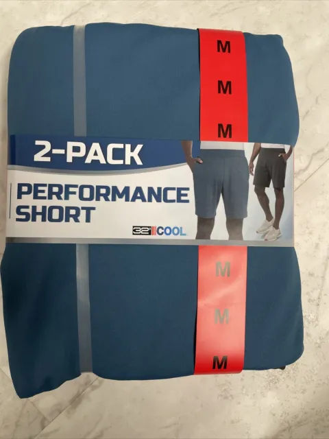 32° Degrees Cool Performance Active Short 2Pk Med Blue/Gray  Stretch Breathable