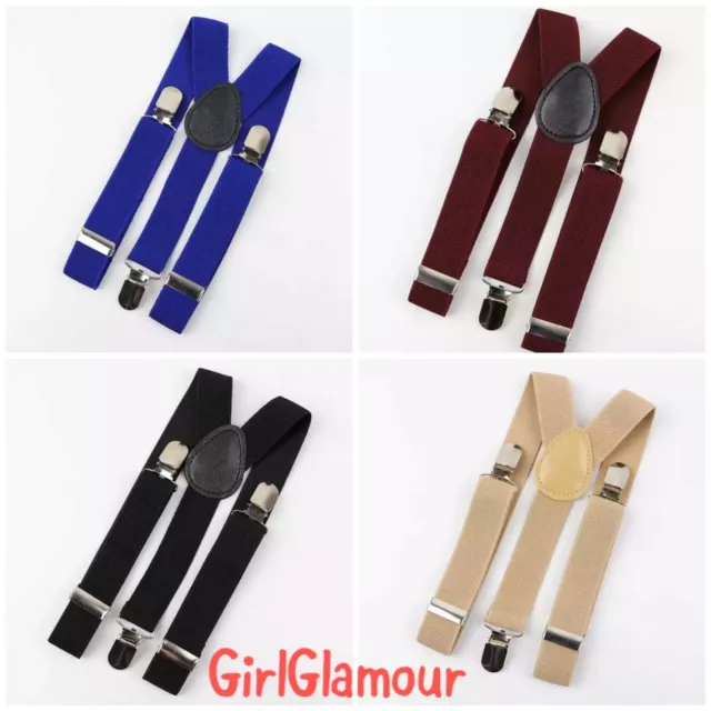 Kids Boys Suspenders Braces Belt Clip-on Elastic Adjustable Page Boy Wedding