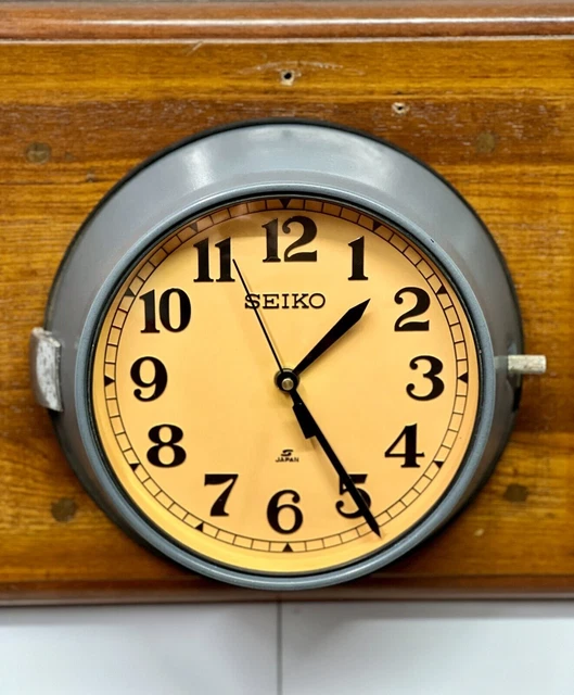 Antikes Schiff, solide, zinngraue Beschichtung, Seiko-Quarz-Marine-Wanduhr
