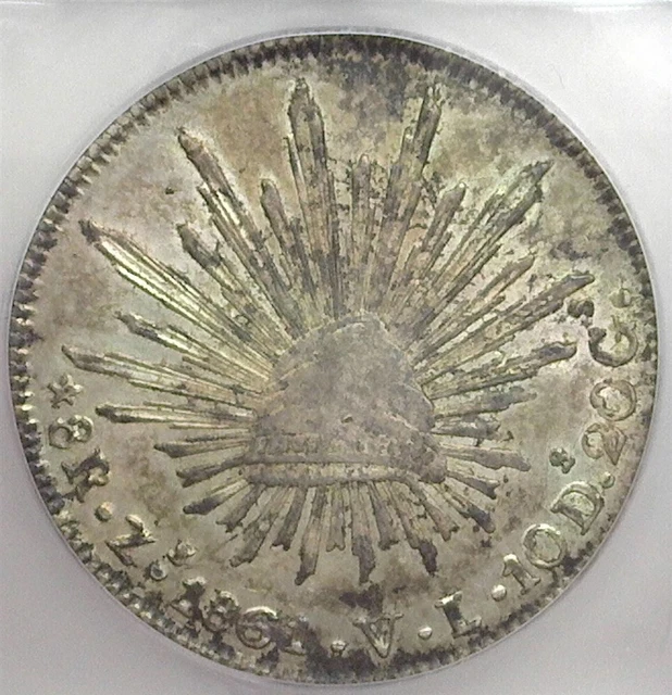 MEXICO ~ 1861-Zs,VL SILVER 8 REALES ~ ICG EF45 ~ KM# 377.13
