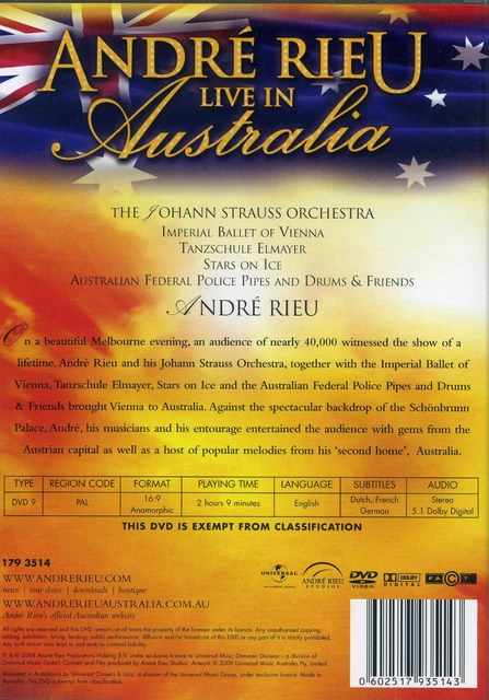 André Rieu Live In Australia ANDRÉ ANDRE RIEU - Live In AUSTRALIA DVD Johann Strauss Orchestra ...