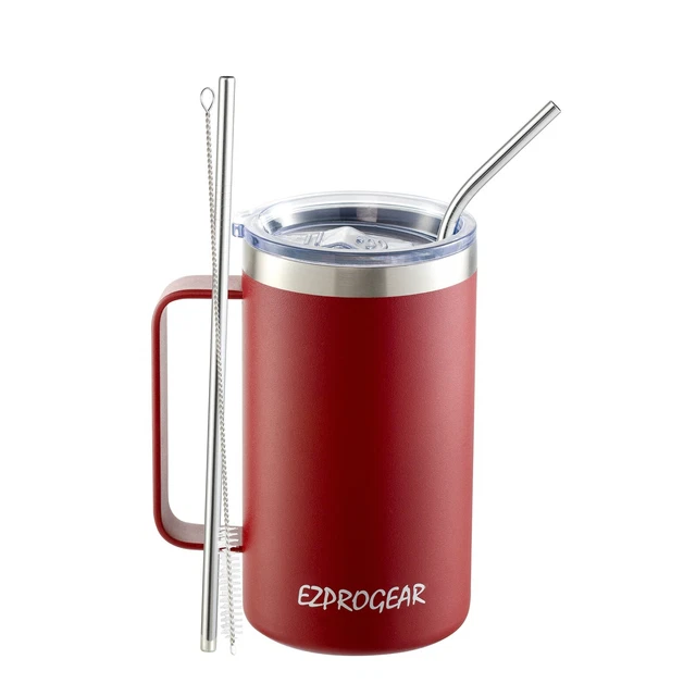 Ezprogear 24 oz Stainless Steel Mug Tumbler Vacuum Insulated W/Handle and Lid