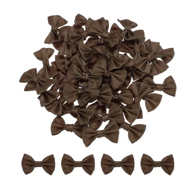 100pcs Dark Brown Bow Ties 1.5"x1" Mini Bowknot for Crafting Satin Bow