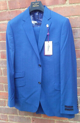 Men's Bright Blue TED BAKER 3-Piece Suit 42R 38W 33L BNWT wedding