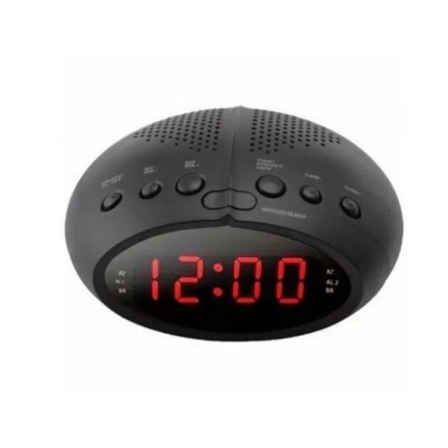Radio Despertador Digital Pantalla LED Rojo Mesilla de Noche Fm CR-2466