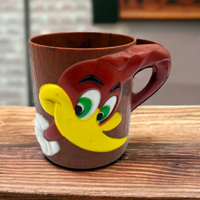 Vintage 1965 Woody Woodpecker Mug F&F Mold Co. Dayton Ohio Child Drinking Cup