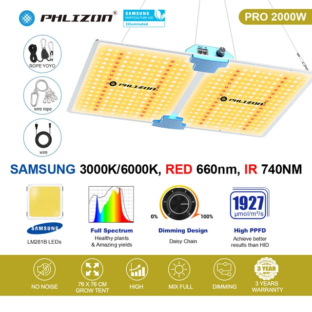 Grow Light PL2000 Full Spectrum LED for Indoor Plant Growth 3x3 ft High Coverage