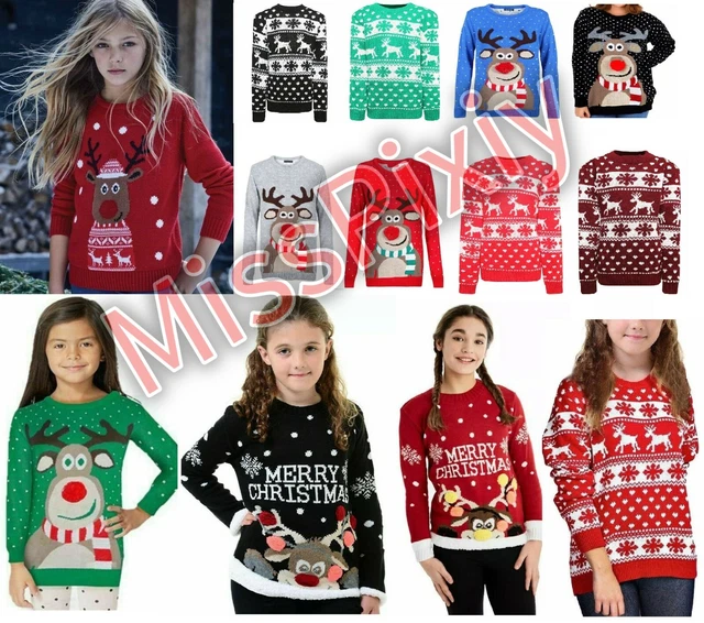 Bambini Ragazzi Ragazze Bambini Natale Maglioncini Renna Rudolph Maglia