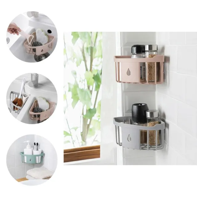 Estante de almacenamiento de cocina triángulo estante resistente al té montado en pared cocina de baño