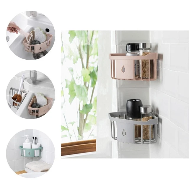 Estante de almacenamiento de cocina triángulo estante resistente al té montado en pared cocina de baño