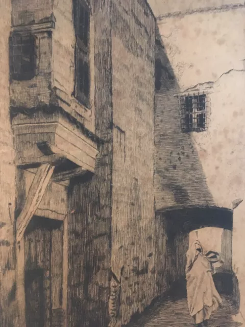 Belle Gravure Marrakech Medina Souk Orientaliste 1900 Maroc Tunisie Algérie