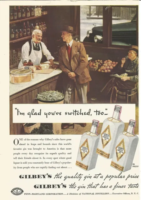 1940s Gilbeys Gin Liquor Vintage Original Magazine Print Ad Country Store