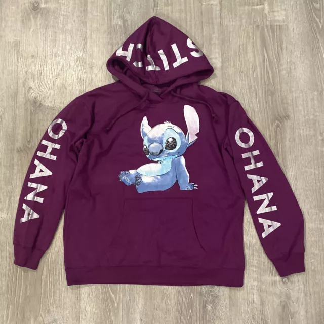 Disney Lilo and Stitch Hoodie Junior Size XL (15-17) Purple Sweatshirt Ohana