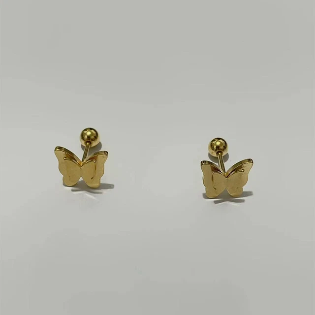 1Pcs Simple Double Layer Butterfly Ear Bone Nail Spiral Stud Earrings For Women