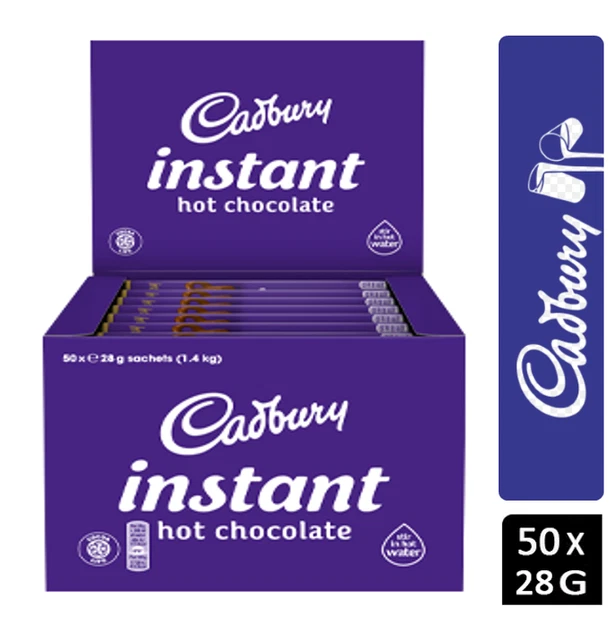 CADBURY INSTANT FAIRTRADE Drinking/ Hot Chocolate Sachets 28g {50 200