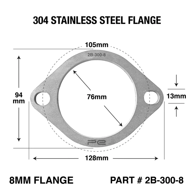 Flangia di scarico 3 pollici 2 bulloni 8 mm spessore 304 flangia acciaio inox 76 mm