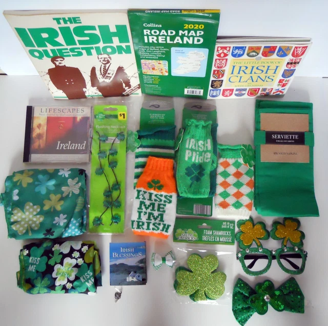 Irish Ireland Gift Pack CD Books Map Napkins Scarf Koozies + St. Patrick's Day