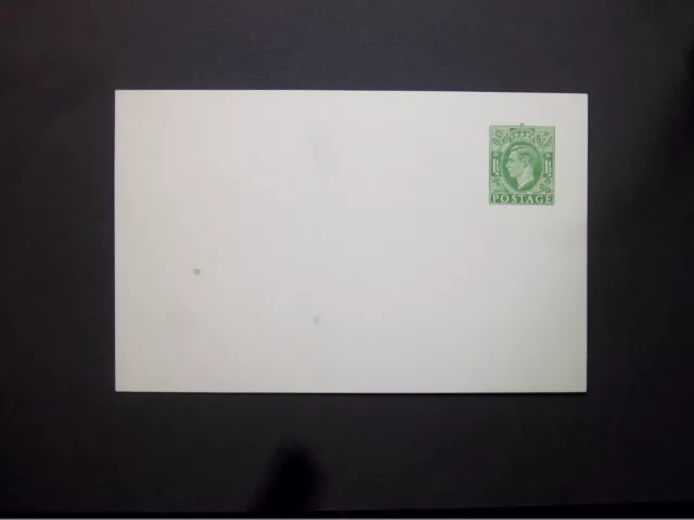 GB Postal Stationery STO KGVI 11/2d green Postcard size f unused H&B CS114