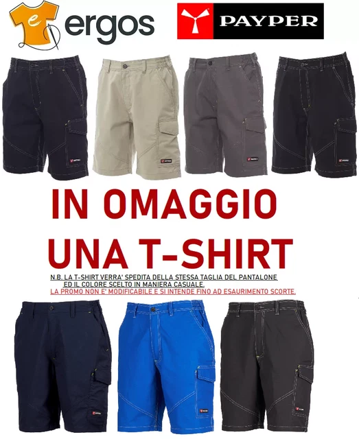 Pantaloncini Da Lavoro Uomo Payper Caracas Bermuda Con Tasca Porta Metro, Colore Blu Navy, 100% Cotone