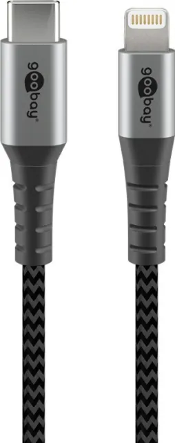 Lightning USB-C Lade- und Synchronisations Vollmetall-Kabel goobay 0,5-2m
