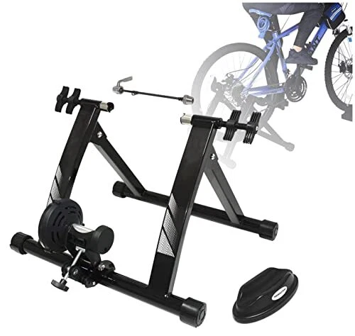 HTTMT- Black Indoor Bike Trainer Stand Portable Magnetic Stainless Steel HTTMT- Black Indoor Bike Trainer Stand Portable Magnetic Stainless Steel