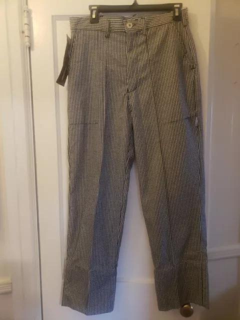 CHEFS WORKS Professional Pants Mens Trousers Houndstooth Black White New Size 30