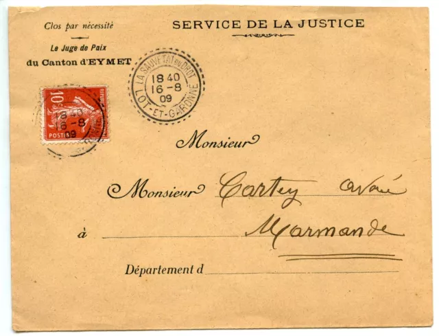 Lettre Enveloppe Sans Courrier La Sauvetat Du Dropt  Pour Marmande 1909