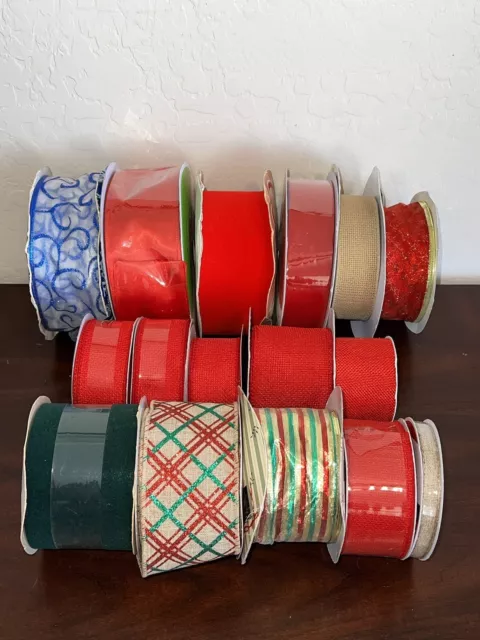 Holiday Christmas Ribbons Lot of 16 Wreath Craft Supplies