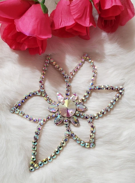 Women Ballroom Dance Jewelry Crystal AB Flower Hair Piece