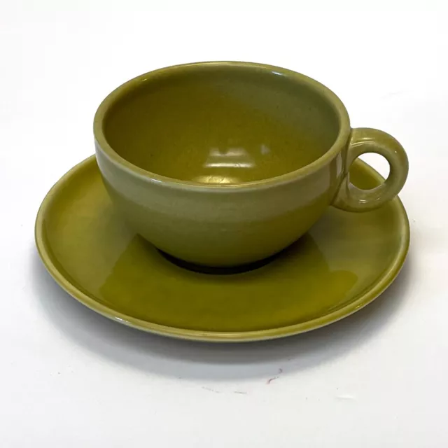 Vintage Russel Wright Iroquois Casual Avocado Yellow Cup and Saucer Set