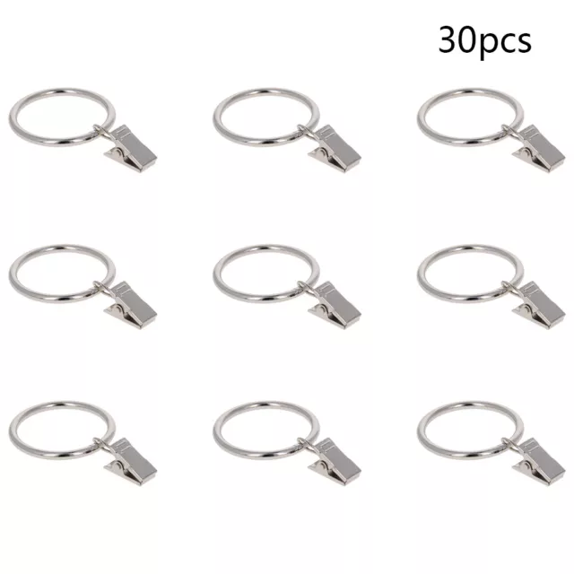 3.5x35mm Iron Strong Metal Curtain Pole Rod Rings Hooks With Eyes Clips Silver