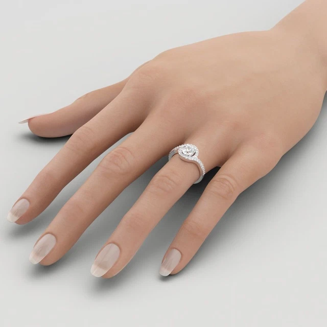 3/4 Carat F I1 Elegant Diamond Engagement Ring Round Cut 14K White Gold