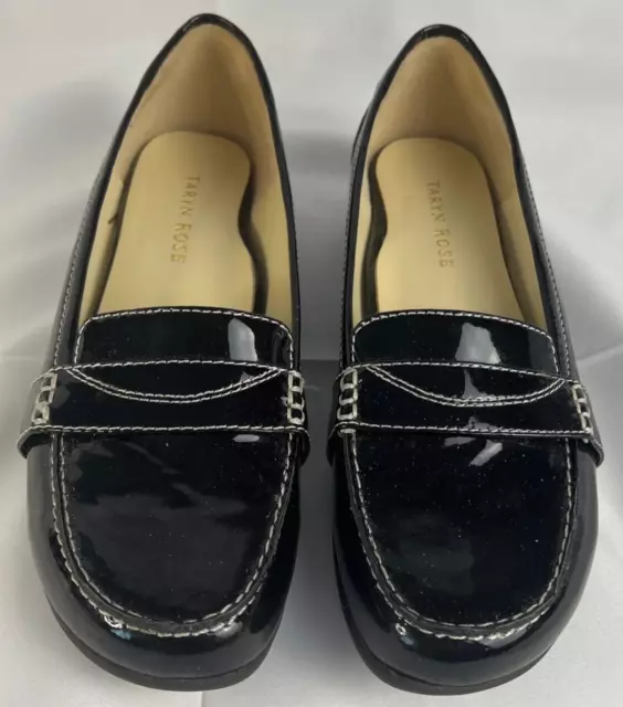 TARYN ROSE BLACK Patent Leather Loafers Sz 8M $40.00 - PicClick