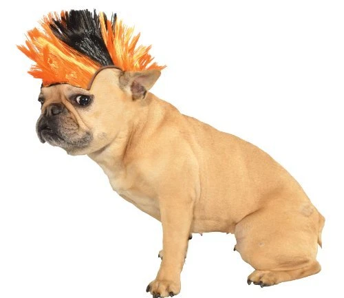 Rubie's Wig for Pets, Medium to Large, Black and Orange Mohawk
