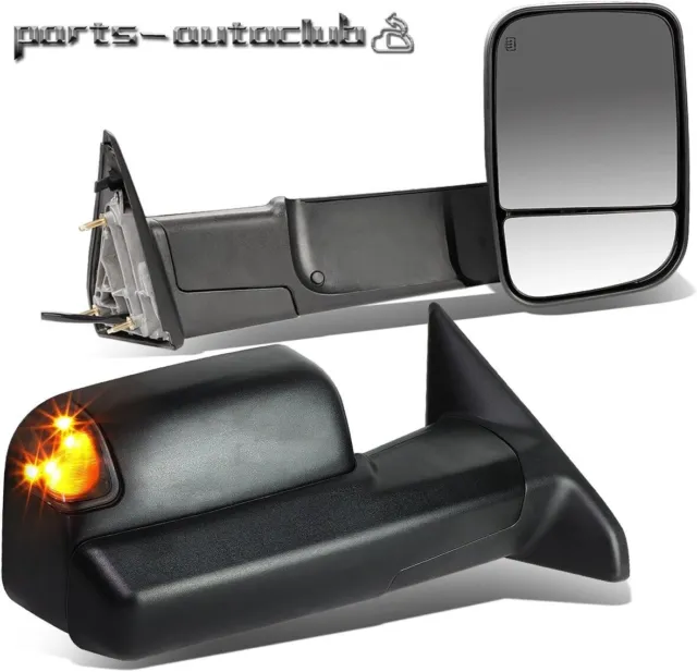 For 2016-17 Ram 1500 2500 3500 Side Tow Mirrors Power Tow Heated LED Puddle Pair