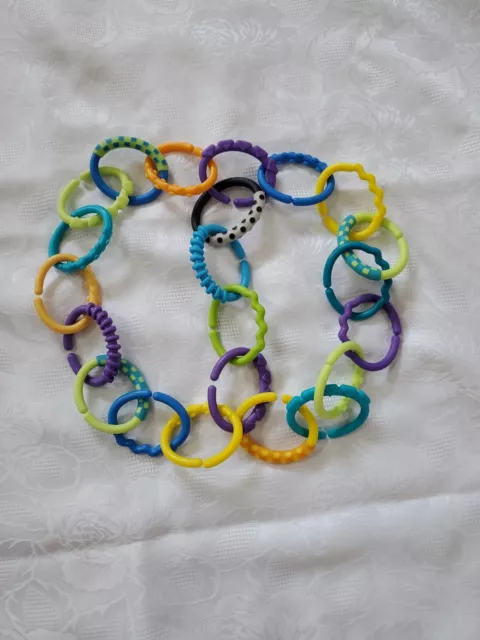 Kids II Lot of 22 Stimulating Multi-Colored Baby Teether Rings/Links/Connectors