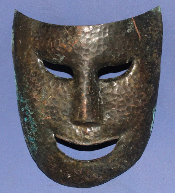 Maschera da appendere vintage fatta a mano bronzo placcato a parete in rame