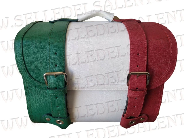 Bauletto Pelle Vera Per Vespa Lambretta - Borsa Moto Custom 37x29x25cm, Nero - Foto 9