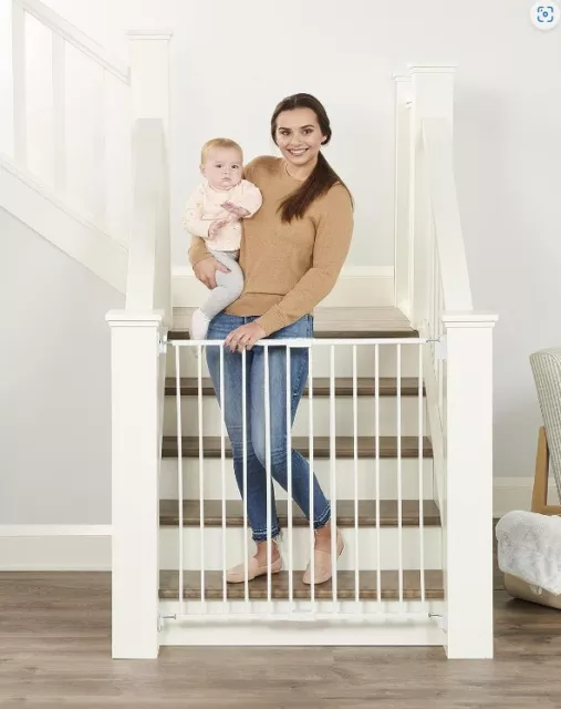 63 Regalo 2-in-1 Extra Tall Easy Swing Stairway and Hallway Baby Gate White
