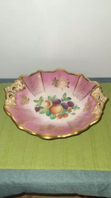 VTG KPM PORCELAIN SERVING BOWL PINK/GOLD MADE IN GERMANY  1800s