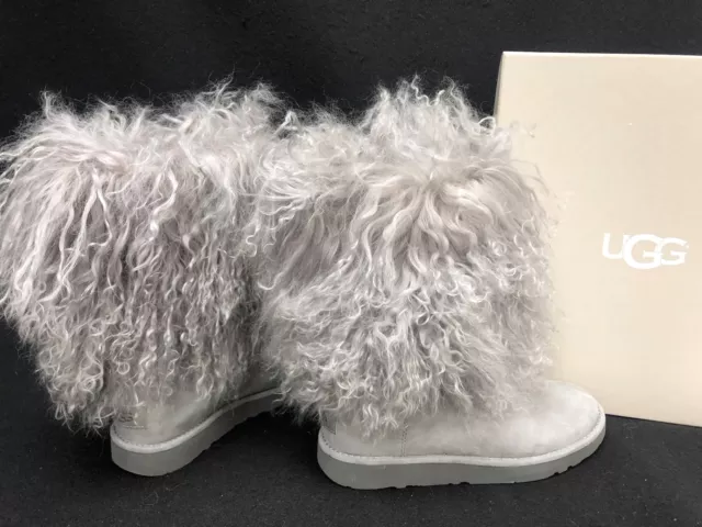 UGG AUSTRALIA LIDA Seal Grey Gray LONG MONGOLIAN SHEEPSKIN CUFF BOOTS 1017516 - PicClick