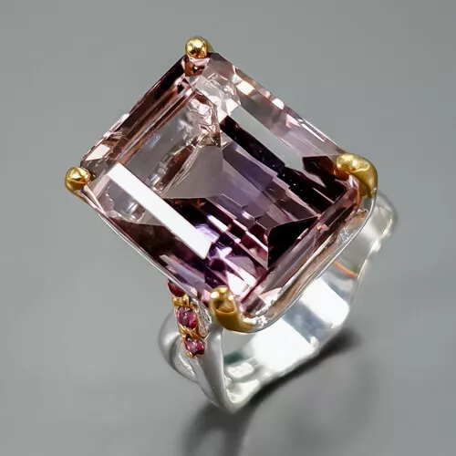 Natural gemstone 12ct+ Ametrine Ring 925 Sterling Silver Size 7.5 /R344869