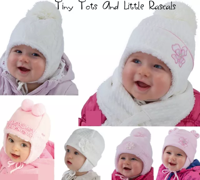 Baby Girls Infant Winter Hat Christening Babtism Occasion Size newborn - 24 mths